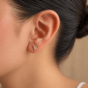 Gold Petite Baguette Studs - ARETES - Malandra Jewelry - LGA1-E-S11295