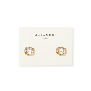 Gold Petite Square Studs - ARETES - Malandra Jewelry - EUWA728-JDE0305344-3