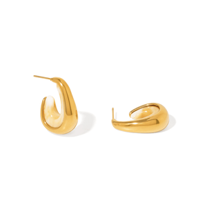 Gold Porcelain Inlay Hoops - ARETES - Malandra Jewelry - EUWA755-JDE0108057-BR-1