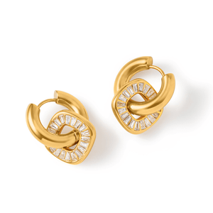 Gold Radiant Knot Huggies - ARETES - Malandra Jewelry - EUWA588-JDE0104314