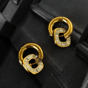 Gold Radiant Knot Huggies - ARETES - Malandra Jewelry - EUWA588-JDE0104314