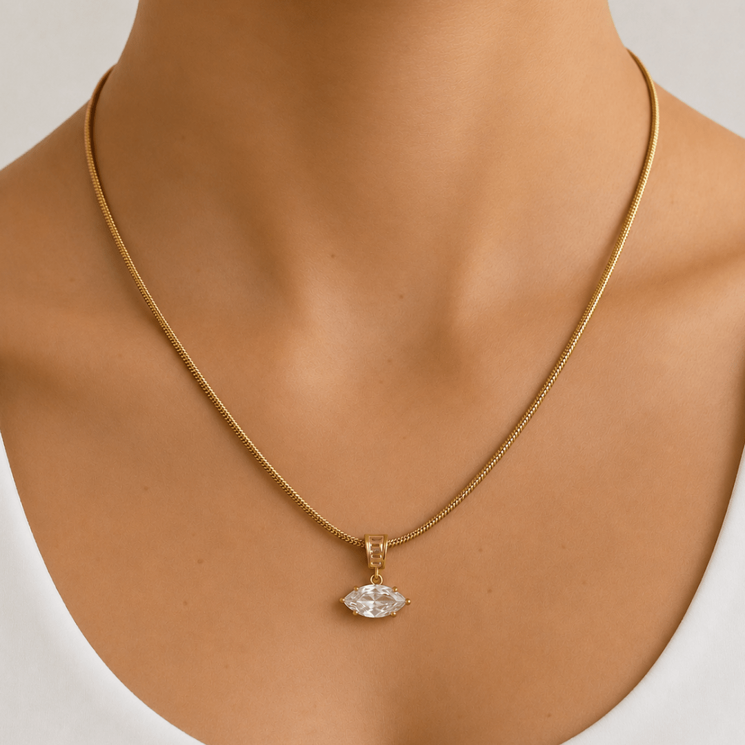 Gold Radiant Marquise Necklace - COLLARES - Malandra Jewelry - EUWC634-JDN0306121