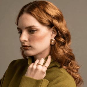 Gold Round Contour Studs - ARETES - Malandra Jewelry - EUWA737-JDE0105004