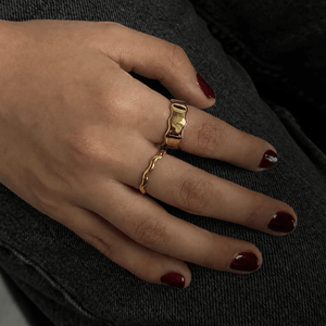 Gold Ruffled Edge Ring - ANILLOS - Malandra Jewelry - EUWR808-JDR0311107-2PCS