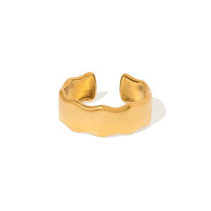 Gold Ruffled Slim Ring - ANILLOS - Malandra Jewelry - EUWR758-JDR0311107-2PCS