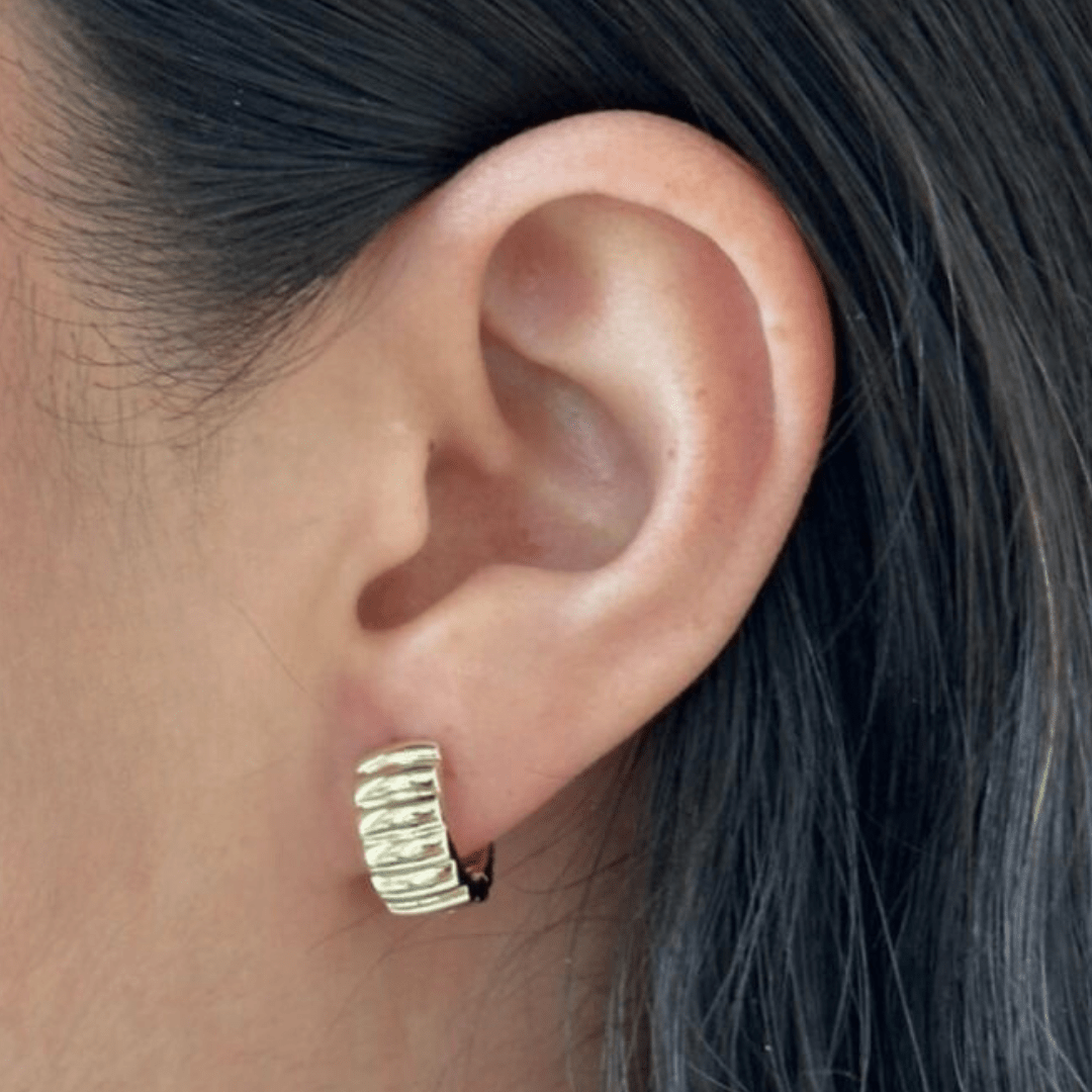 GOLD RUGGED HOOPS - ARETES - Malandra Jewelry - ZWA106-QX06489