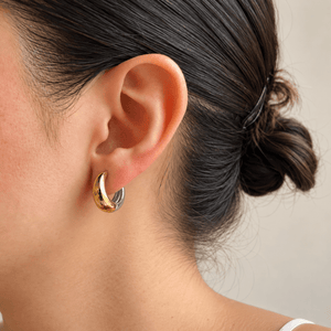 Gold & Silver Puffy Hoops - ARETES - Malandra Jewelry - EUWA670-JDE2407020-PS