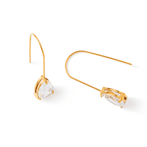 Gold Slim Drop Earrings - ARETES - Malandra Jewelry - EUWA590-JDE0304322-2