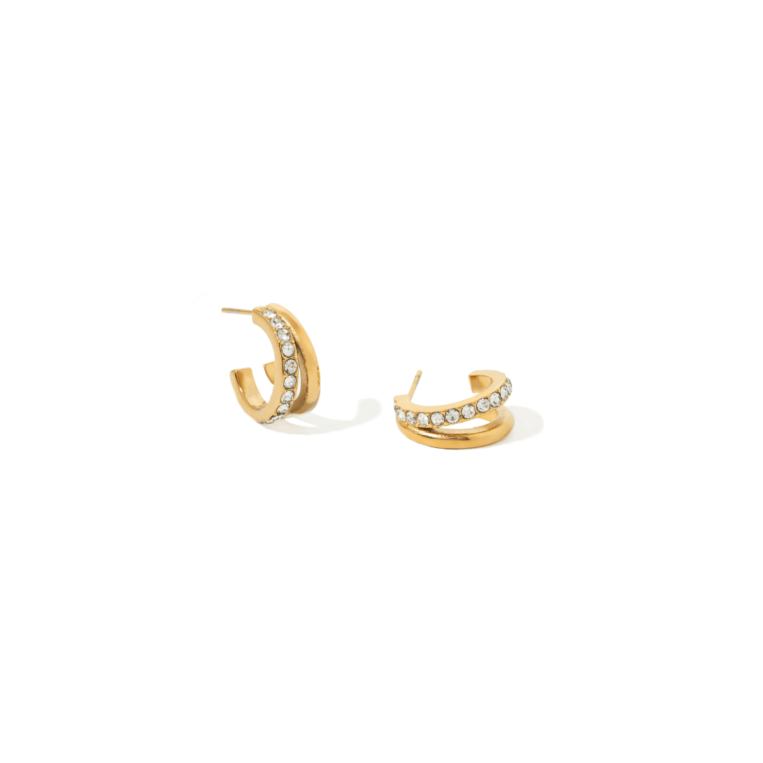 GOLD SPARK CURVE HUGGIES - ARETES - Malandra Jewelry - EUWA292-JDE0307045