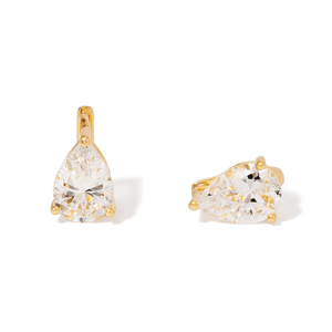 Gold Spark Pear Huggies - ARETES - Malandra Jewelry - LSA10-HC57298