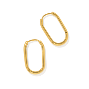 Gold Thin Elongated Hoops - ARETES - Malandra Jewelry - EUWA733-JDE0305072