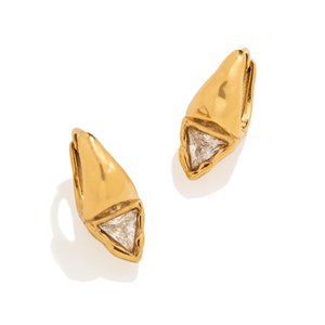 Gold Triangle Crystal Hoops - ARETES - Malandra Jewelry - EUWA697-JDE0107066