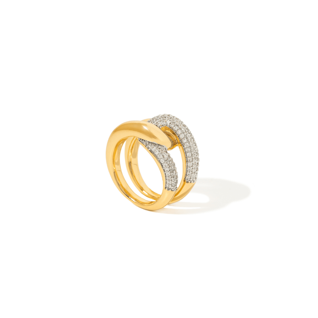GOLD TWIST LUXE RING - ANILLOS - Malandra Jewelry - EVFR60.7-RBR2028GIR