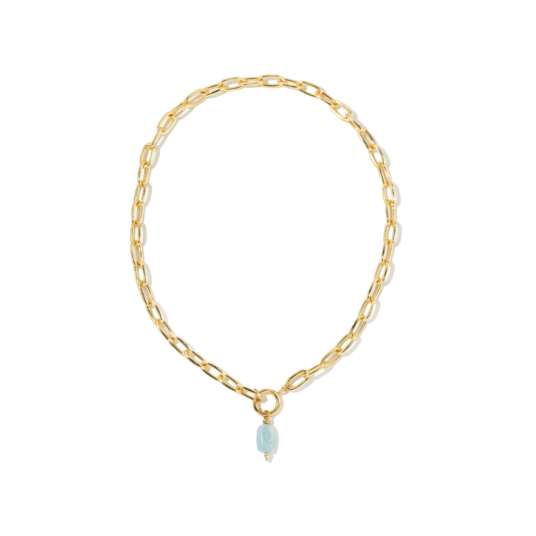 GOLDEN AQUAMARINE COSTA NECKLACE - COLLARES - Malandra Jewelry - TC2038