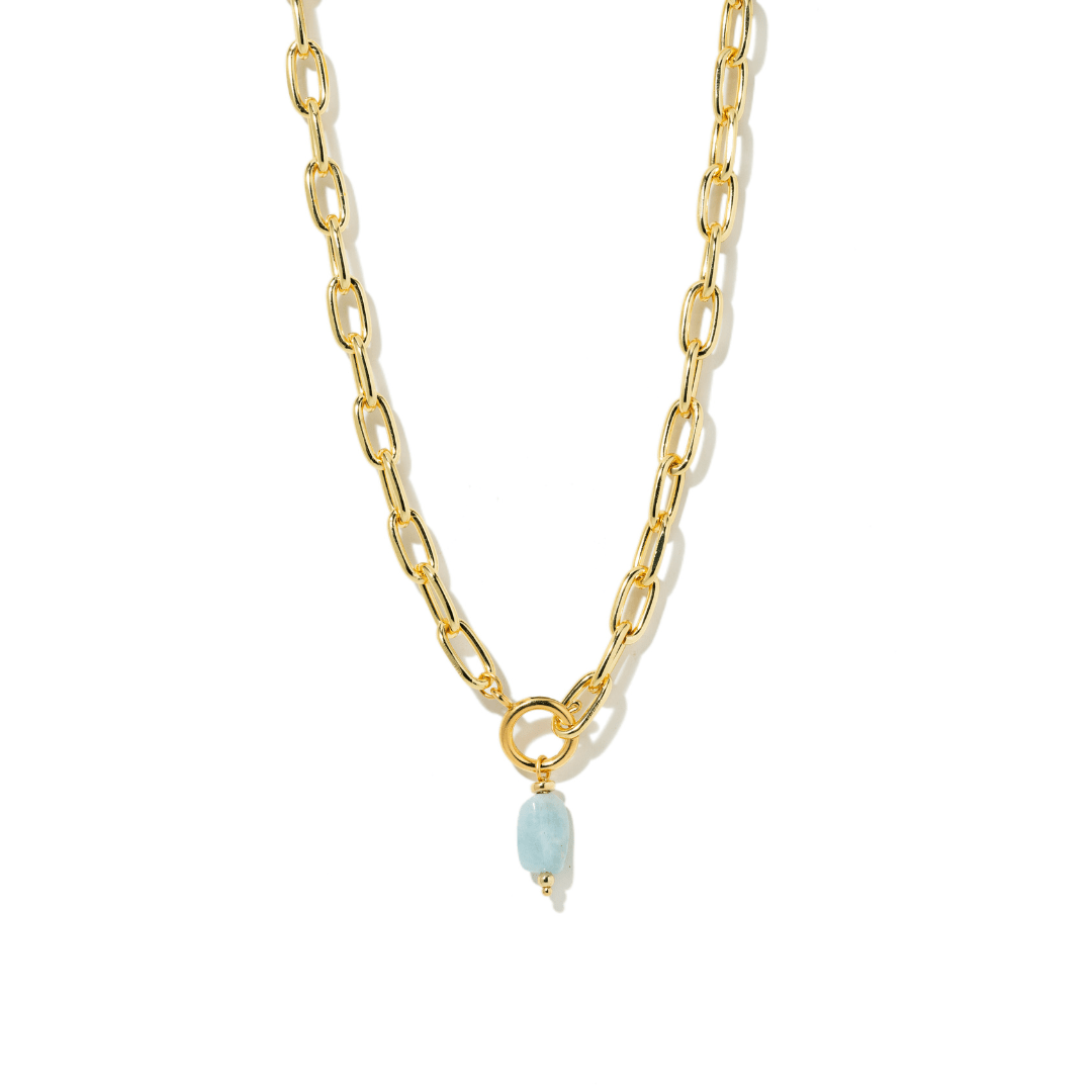 GOLDEN AQUAMARINE COSTA NECKLACE - COLLARES - Malandra Jewelry - TC2038