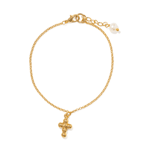 Golden Beaded Cross Bracelet - PULSERAS - Malandra Jewelry - TP2658