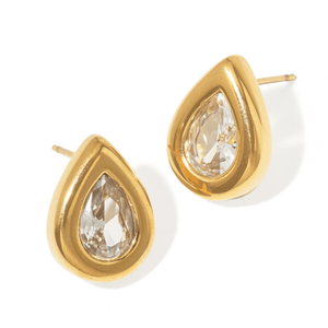 Golden Bezel Drop Studs - ARETES - Malandra Jewelry - EUWA649-JDE0106073