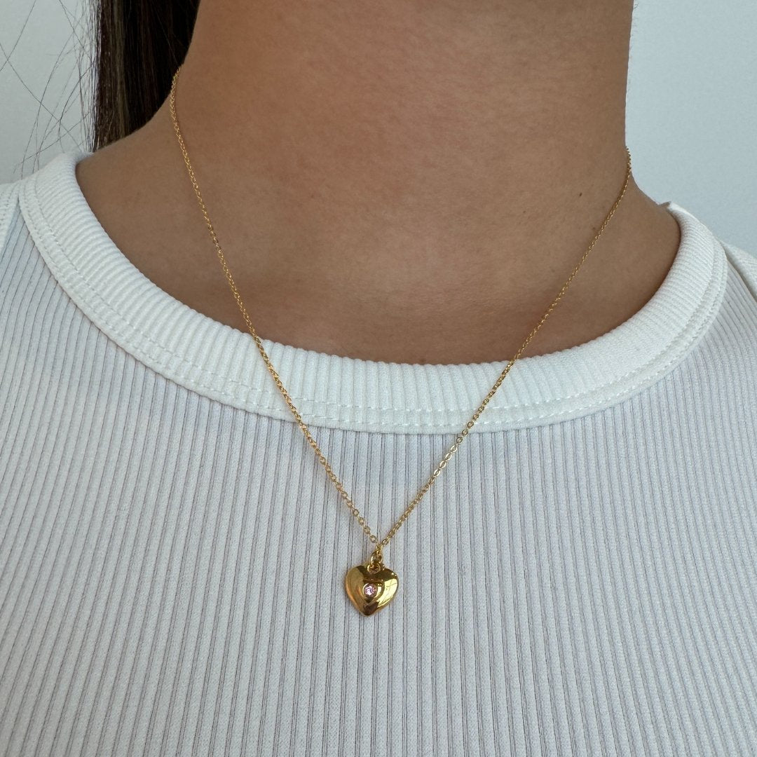 GOLDEN BLUSH HEART NECKLACE - COLLARES - Malandra Jewelry - VCC225 - 9102