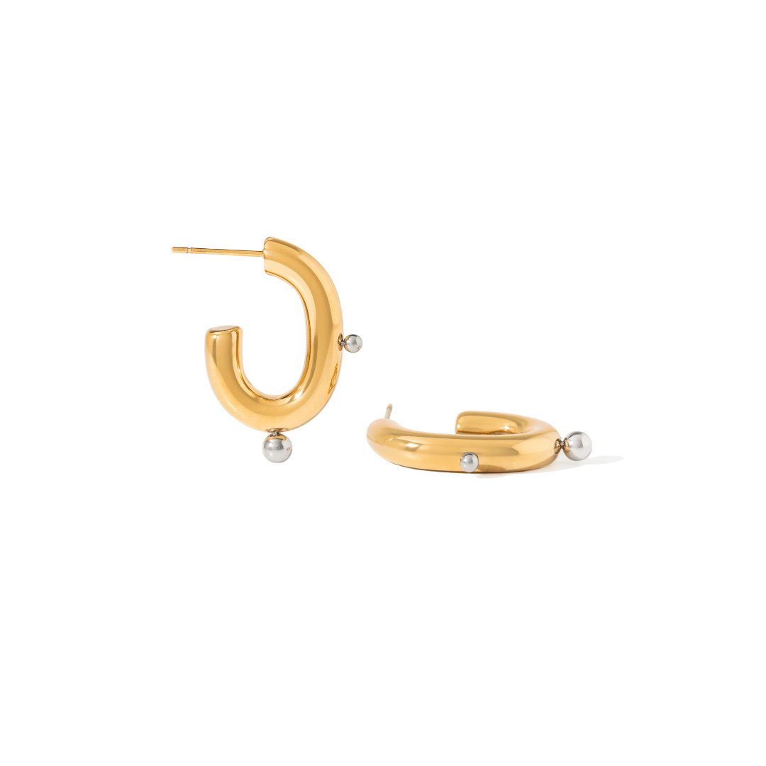 GOLDEN BOLD DROP EARRINGS - ARETES - Malandra Jewelry - EUWA403-JDE2407006-PS-1