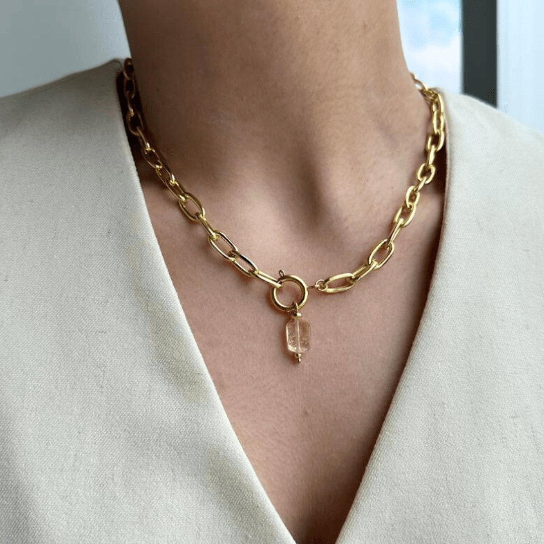 GOLDEN CITRINO COSTA NECKLACE - COLLARES - Malandra Jewelry - TC2037