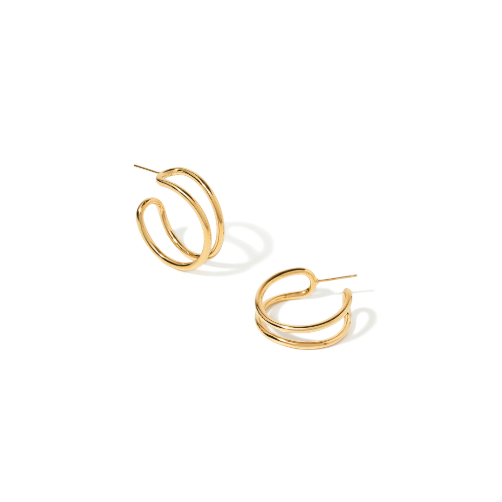 GOLDEN EDGE HOOPS - ARETES - Malandra Jewelry - EVFA59-EBR0101G