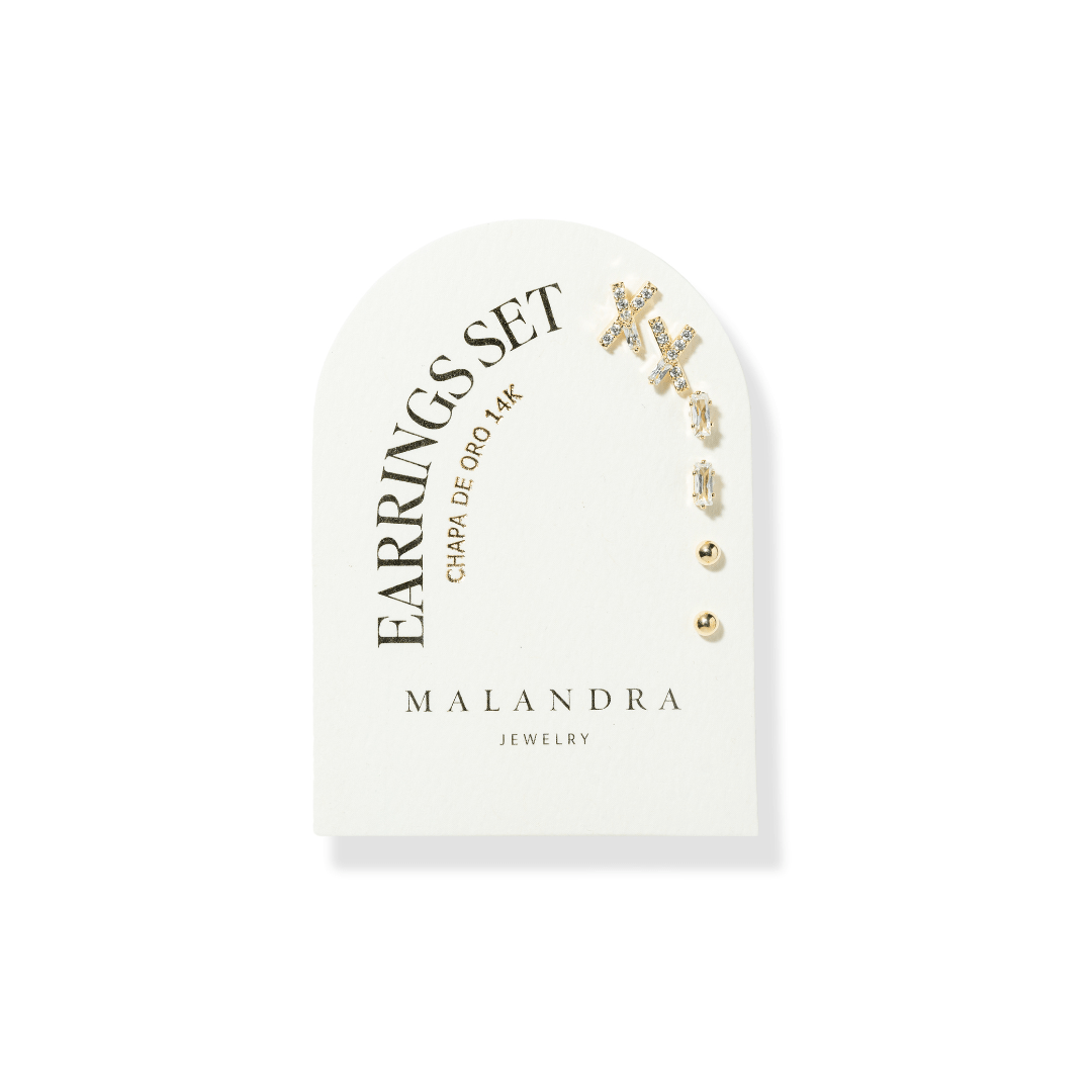 GOLDEN FAITH EARRINGS SET - ARETES - Malandra Jewelry - ZWA45 - QX00850Y