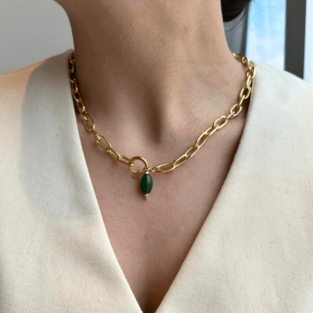 GOLDEN JADE COSTA NECKLACE - COLLARES - Malandra Jewelry - TC2035
