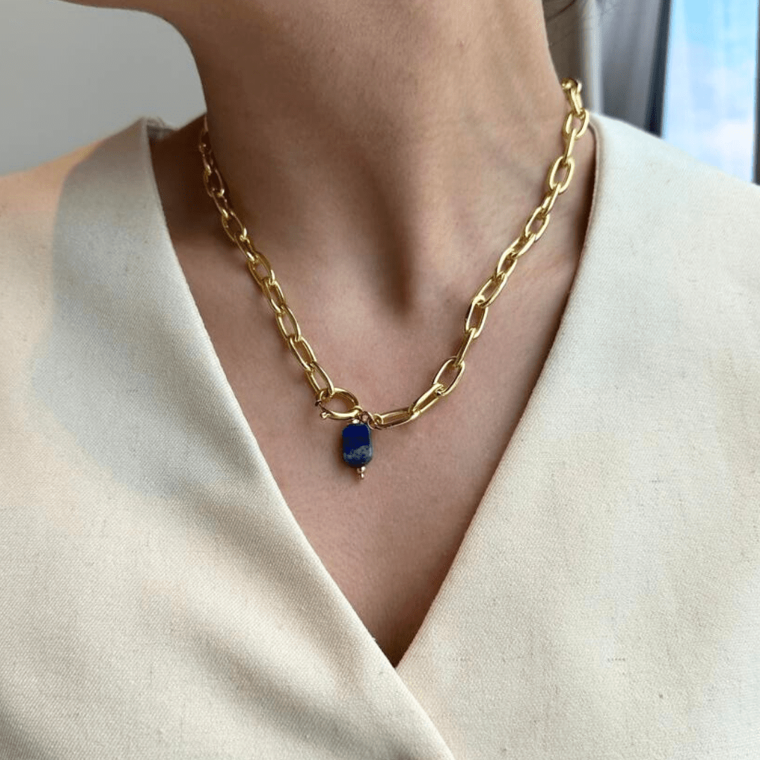 GOLDEN LAPISLAZULI COSTA NECKLACE - COLLARES - Malandra Jewelry - TC2036
