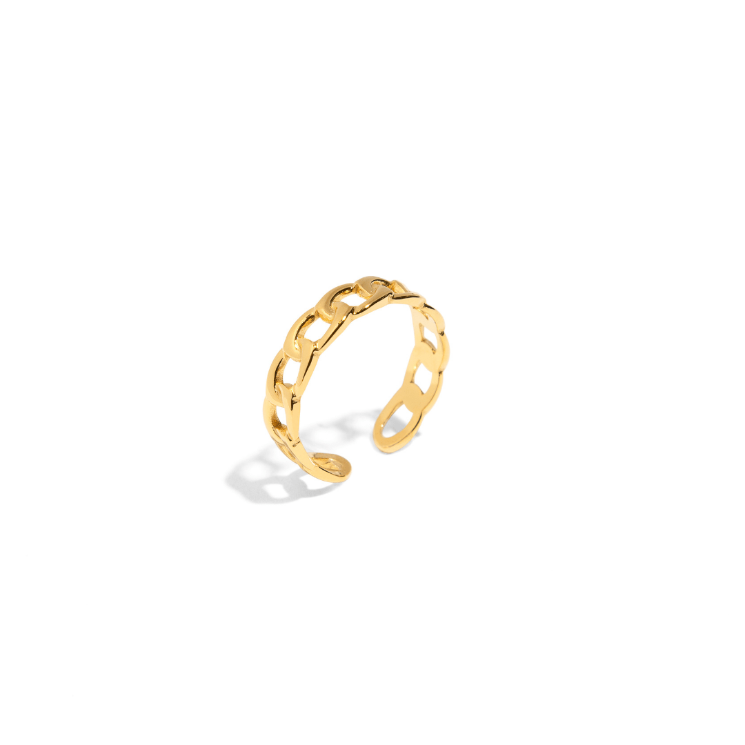 GOLDEN LINK RING - ANILLOS - Malandra Jewelry - ZZR4 - R01795J