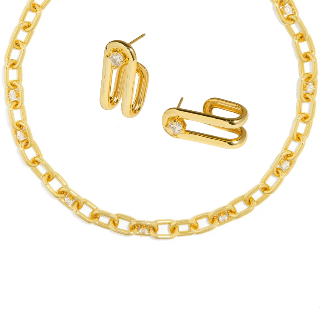 GOLDEN LINKS CURVE GIFT SET - SETS DE REGALO - Malandra Jewelry - SET146 ICA435/ICC441