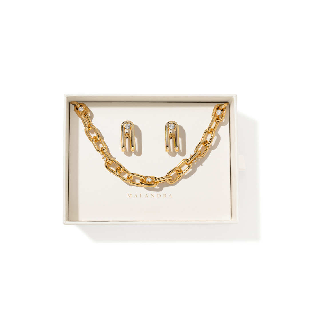 GOLDEN LINKS CURVE GIFT SET - SETS DE REGALO - Malandra Jewelry - SET146 ICA435/ICC441