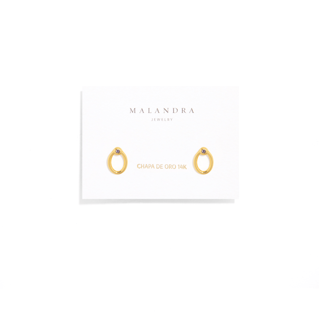 GOLDEN LUX OVAL EARRINGS - ARETES - Malandra Jewelry - VCA244 - 4016L