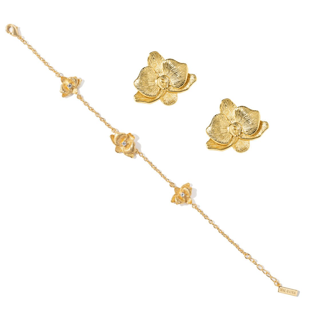GOLDEN MOM ORCHID GIFT SET - SETS DE REGALO - Malandra Jewelry - SET218-ICA545/ICP571