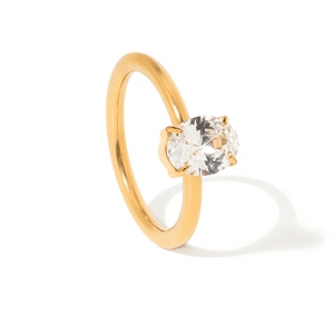 Golden Oval Solitaire Ring - ANILLOS - Malandra Jewelry - EUWR643.7-JDR0306082-7