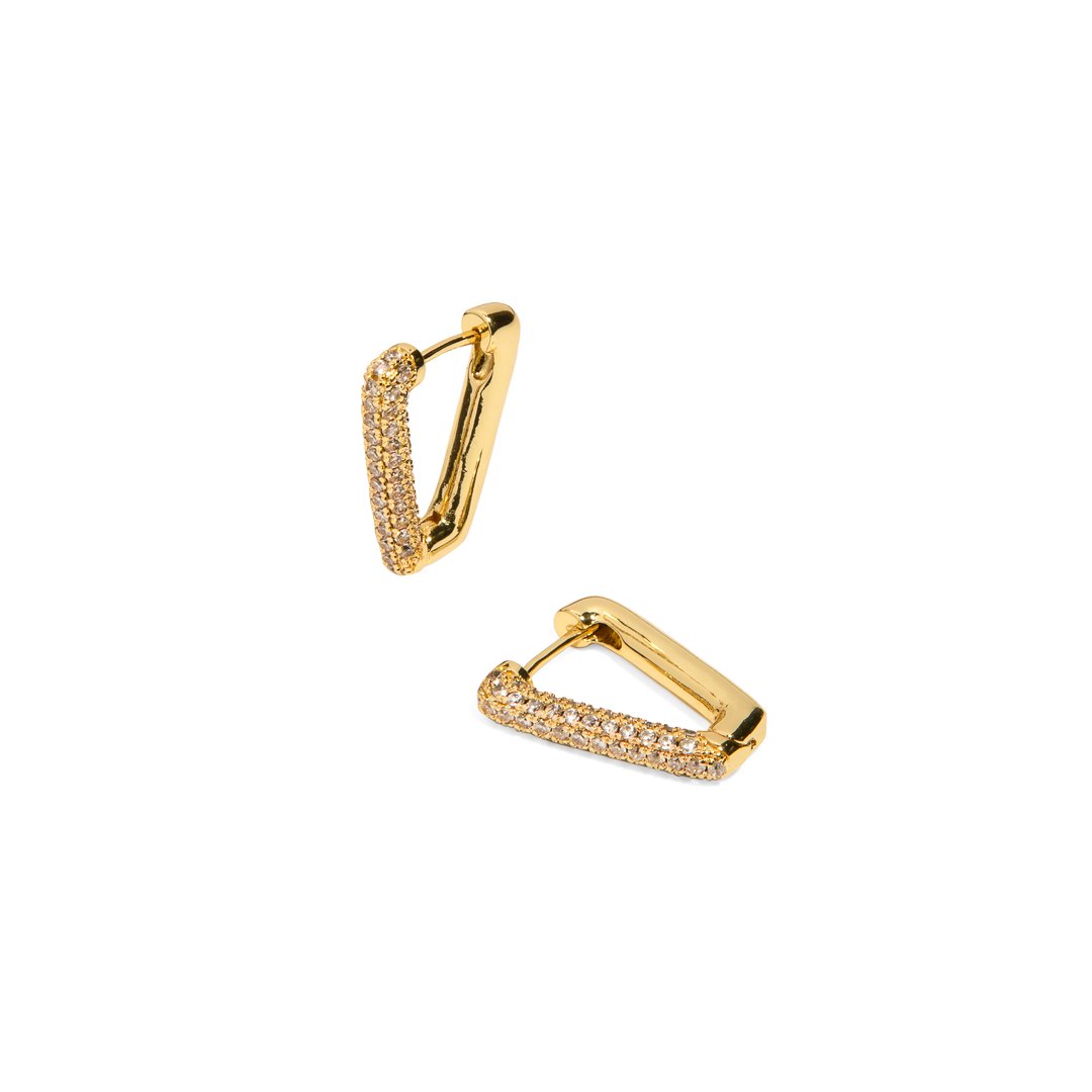 GOLDEN PAVE TRIANGLE HOOPS - ARETES - Malandra Jewelry - EZA3 - VE330