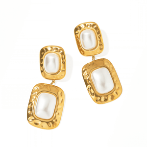 Golden Pearl Glam Earrings - ARETES - Malandra Jewelry - EUWA638-JDE0108029
