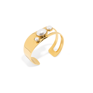 GOLDEN PEARL STATEMENT BRACELET - PULSERAS - Malandra Jewelry - EUWP141 - JDBW2410015 - WT