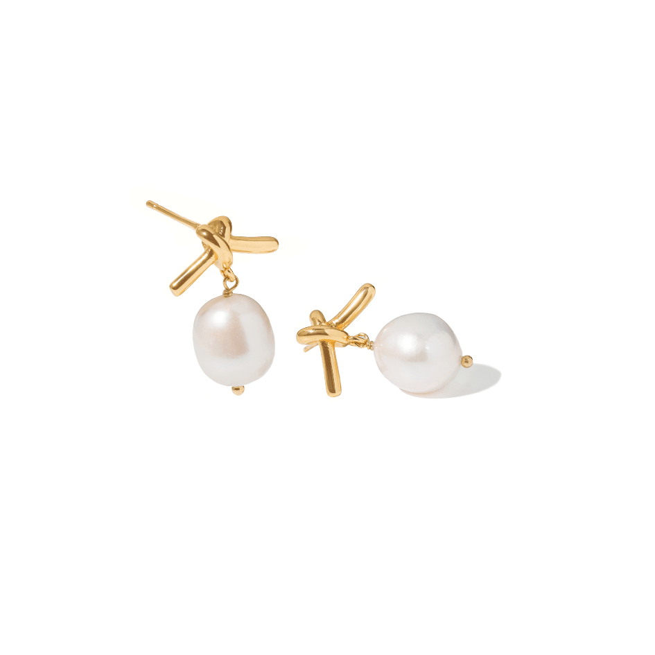 GOLDEN PEARL STUDS - ARETES - Malandra Jewelry - TA2377