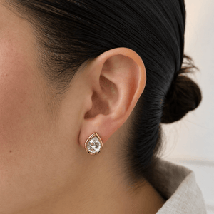 Golden Rustic Drop Studs - ARETES - Malandra Jewelry - EUWA655-JDE0305344-5