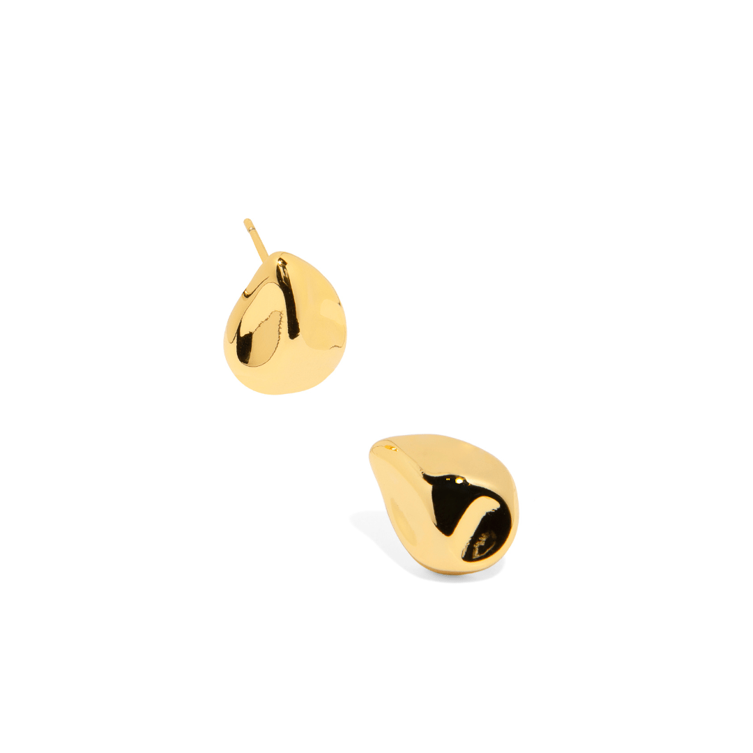 GOLDEN SCULPTED DROP EARRINGS - ARETES - Malandra Jewelry - ZWA2 - QX00913Y