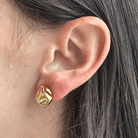 GOLDEN SCULPTED DROP EARRINGS - ARETES - Malandra Jewelry - ZWA2 - QX00913Y