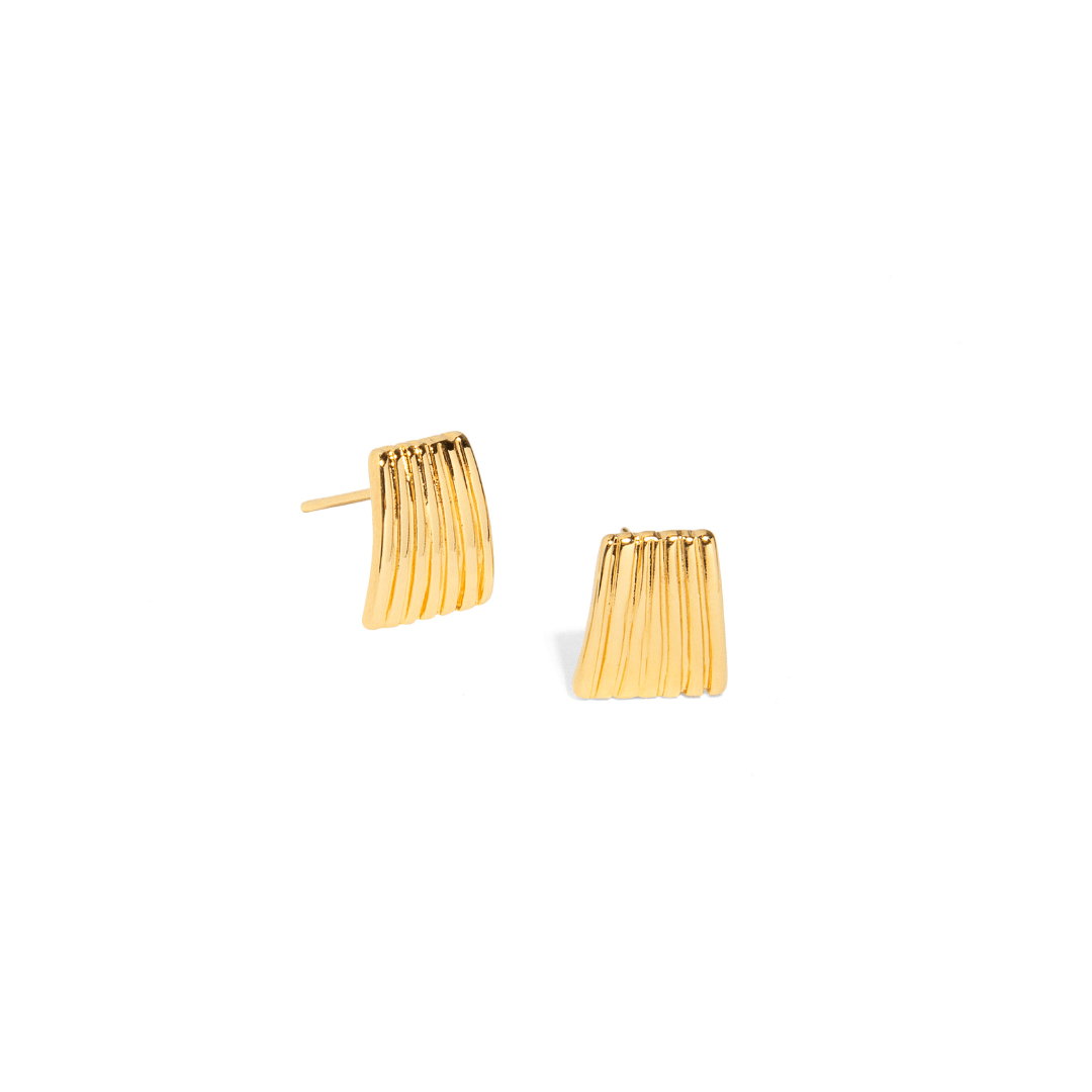 GOLDEN SHELL SQUARE STUDS - ARETES - Malandra Jewelry - VCA241 - 4027