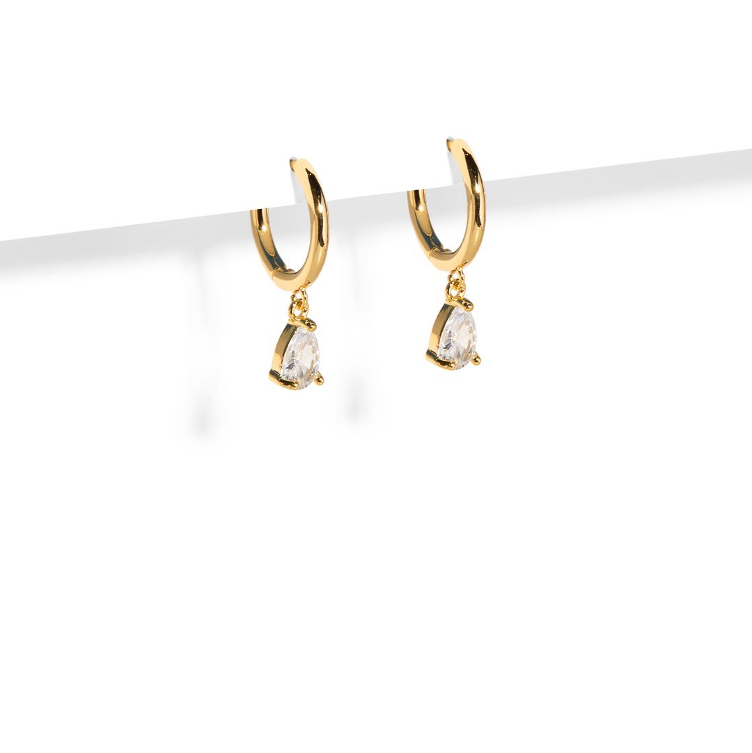 GOLDEN SPARK DROP HUGGIES - ARETES - Malandra Jewelry - AA1386 - D43781