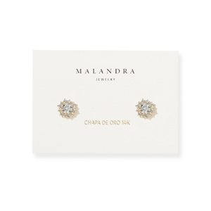 Golden Sparkle Cluster Studs - ARETES - Malandra Jewelry - ZWA162-QX02219ZYN