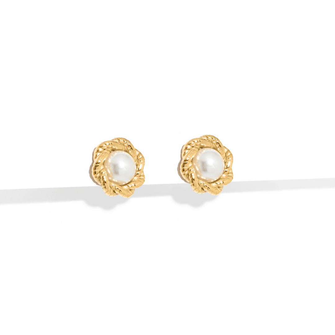 GOLDEN SUN PEARL EARRINGS - ARETES - Malandra Jewelry - EUWA313-JDE2408069