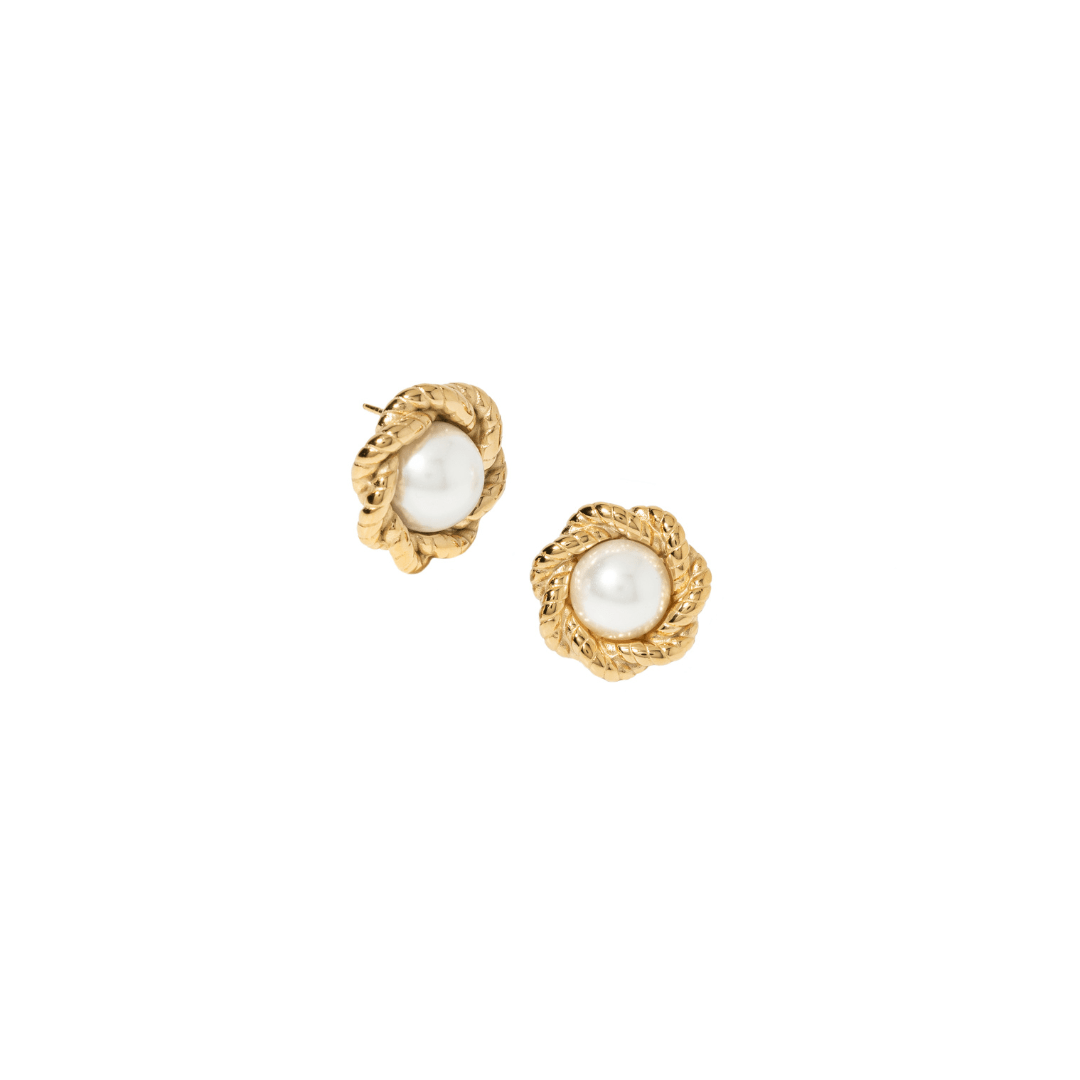 GOLDEN SUN PEARL EARRINGS - ARETES - Malandra Jewelry - EUWA313-JDE2408069