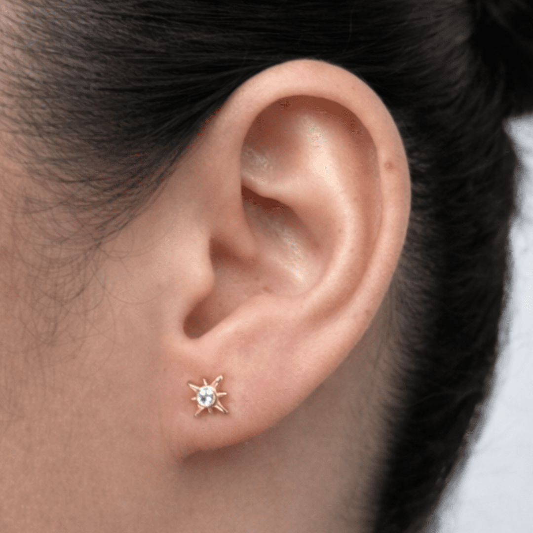 GOLDEN SUN ZIRCONIA EARRINGS - ARETES - Malandra Jewelry - VCA251-3966BC