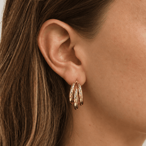 Golden Trinity Glow Hoops - ARETES - Malandra Jewelry - ZYA34