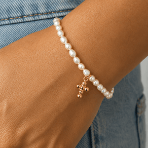 GRACE PEARL CROSS BRACELET - PULSERAS - Malandra Jewelry - TP2470