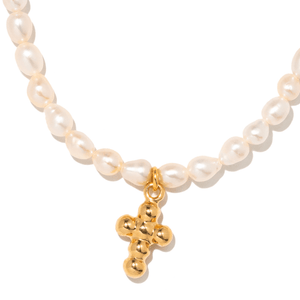 GRACE PEARL CROSS BRACELET - PULSERAS - Malandra Jewelry - TP2470